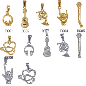 Retro stainless steel music and medical pendants set in gold and silver finish