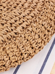 Minimalist round woven paper rope shoulder bag for beach vacations and casual summer outings