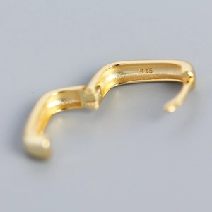 Minimalist square gold 925 sterling silver hoop earrings with brushed metal texture