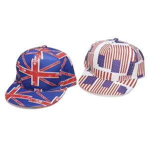 Gorras de béisbol hip hop de ala plana con banderas británicas y estadounidenses
