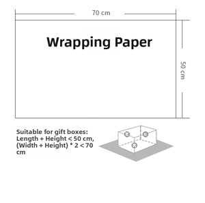 Measuring guide diagram for gift boxes with wrapping paper size and formula calculation
