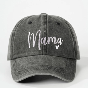 Washed Cotton Baseball Cap Mama Heart Embroidery Adjustable Sun Hat For Women Outdoor Casual Breathable Retro Style