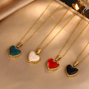 Heart Pendant Necklace 304 Stainless Steel Gold Plated Minimalist Korean Style Elegant Jewelry For Women