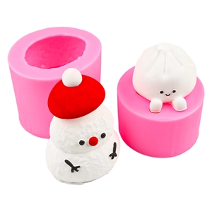 3D snowman and dumpling silicone mold for DIY soap, candle, and plaster ornaments