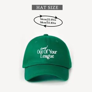 Size guide for vintage green baseball cap showing 56-58cm adjustable head circumference