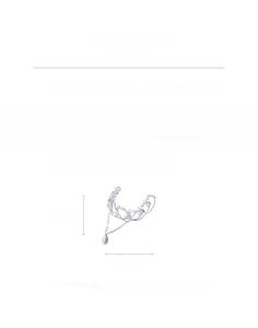 Detailed size chart of vintage pearl butterfly necklace with alloy and rhinestones