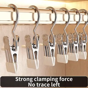 Stainless Steel Hook Clips With PVC Coated Non Slip Grip For Laundry Drying And Closet Hat Organizer Portable Modern Household