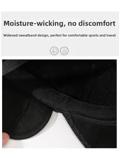 Detail of the widened moisture-wicking sweatband inside the padded winter baseball cap