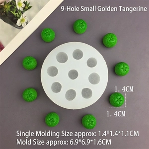 Detailed 9-cavity silicone mold with realistic miniature kumquat fruit resin models