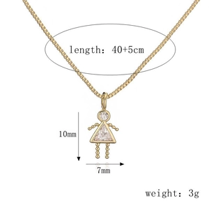 Detailed size chart for girl charm necklace with dimensions 10x7mm and 40+5cm length