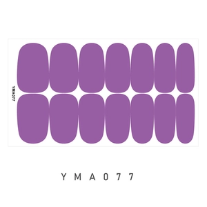 Vue détaillée des stickers à ongles violets imperméables couleur bonbon modèle YMA077