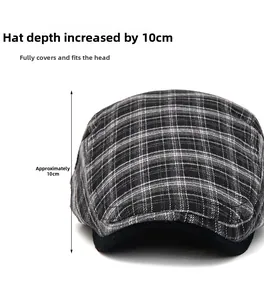 Dettaglio del cappello a quadri con profondità 10 cm e trama in tessuto di lana