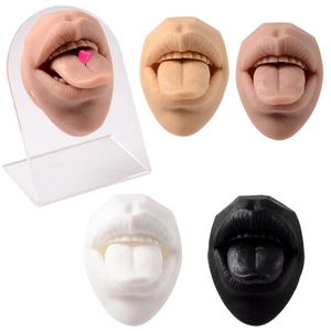 Realistic Silicone Mouth Tongue Piercing Practice Model With Acrylic Display Stand Medical Grade Training Tool For Jewelry