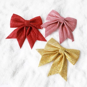 Christmas Bows Ornaments Glitter Sequin With Pine Cones Berries Festive Tree Hanging Decoration Party Supplies