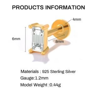 Detailed technical drawing of S925 sterling silver flower stud earring with dimensions