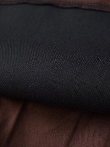 Detailed close-up of soft knitted fabric texture in navy blue and deep brown colors