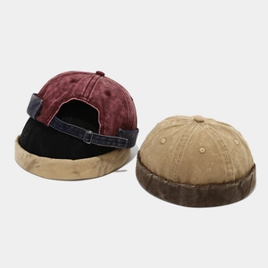 Vintage washed patchwork docker cap with adjustable metal buckle in multi-color options