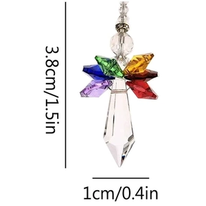 Crystal suncatcher pendant with colorful faceted beads and 1.5 inch prism for garden decor