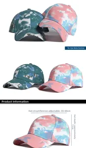 Detailed size specifications for tie-dye baseball caps with adjustable buckle 55-60cm