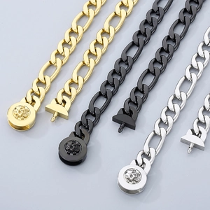 Men's titanium steel Cuban link necklaces in gold black and silver with skull clasp buckle