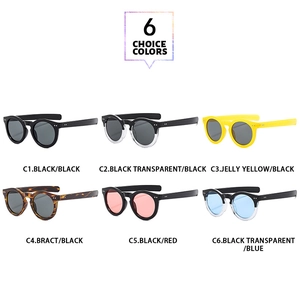 Comparison of six stylish colors for these round vintage sunglasses with thick plastic frames
