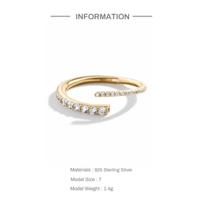 Detailed specifications of S925 sterling silver heart ring with zircon in golden finish