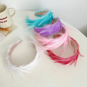 Colorful feather headbands in white, pink, rose, purple and blue for women accessories