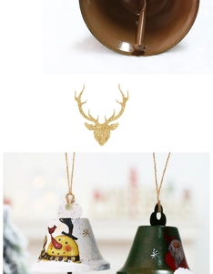 Detailed view of hand-painted iron Christmas bells with snowman and Santa motifs