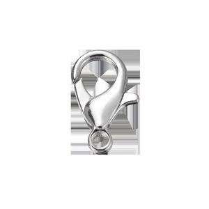 Detailed macro view of silver-tone metal lobster clasps for DIY jewelry making kits