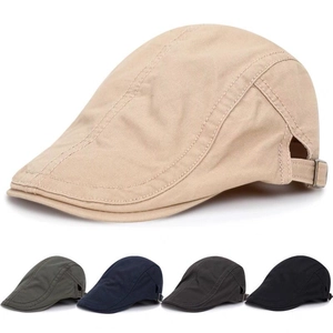 Cotton Flat Cap Vintage British Style Beret Hat With Adjustable Side Buckles For Men Women Lightweight Breathable
