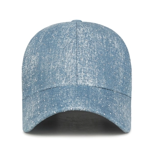 Vintage tie-dye denim baseball cap with rhinestones and checkered pattern for a retro look