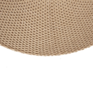 Close-up of khaki woven straw hat texture with dense mesh and breathable craftsmanship