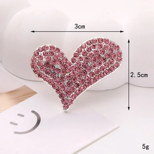 Herz-Schuhanhänger mit rosa Strasssteinen aus Zinklegierung, Größe 3cm x 2,5cm für Clogs