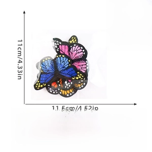 Detail showing 10pcs colorful butterfly embroidery patches in clear packaging with size info