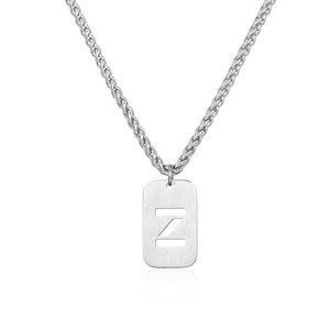 Collier en acier inoxydable argenté avec un pendentif rectangulaire ajouré lettre Z