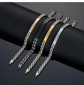 Polished stainless steel ID bracelets in rose gold, black, gold and silver finishes