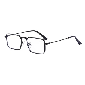 Detail view of premium black full-frame glasses with adjustable nose pads and matte finish