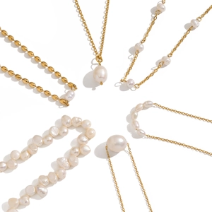Luxurious 18K gold plated stainless steel necklaces with natural freshwater pearls