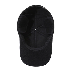 Winter men's baseball cap in black with fold-down ear flaps and warm lining