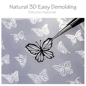 3D butterfly silicone mold for nail art and DIY resin crafts with easy release design
