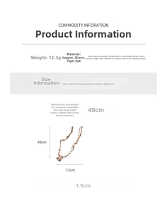 Detailed size specifications for double-layer tiger eye and zircon necklace pendant