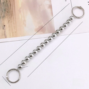 Detail of silver 12mm beaded chain for clogs with 31mm spring rings and 240mm length