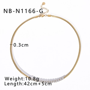 18K gold plated stainless steel snake chain necklace set with sparkling zircons
