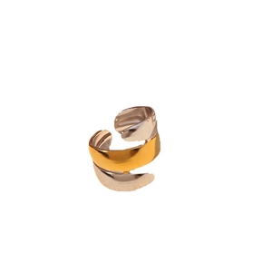 Bague spirale minimaliste en acier inoxydable bicolore or et argent au design ouvert
