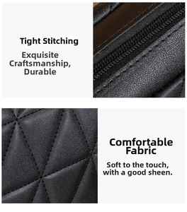 Gros plan détaillé du cuir matelassé noir avec coutures fines et texture de fermeture
