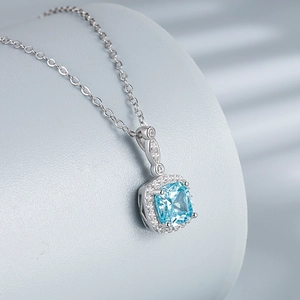 925 silver jewelry set with blue star gemstone pendant necklace and matching earrings