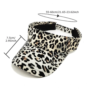 Women's leopard print sun visor hat with wide brim for beach and outdoor UV protection