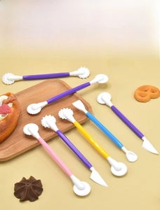 Dual-headed sculpting tools for fondant and clay modeling in assorted pastel colors