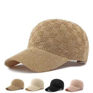 Summer knit mesh baseball cap with checkerboard texture in five versatile colors