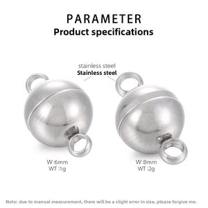 Macro detail of stainless steel magnetic spherical clasps in 6mm and 8mm sizes